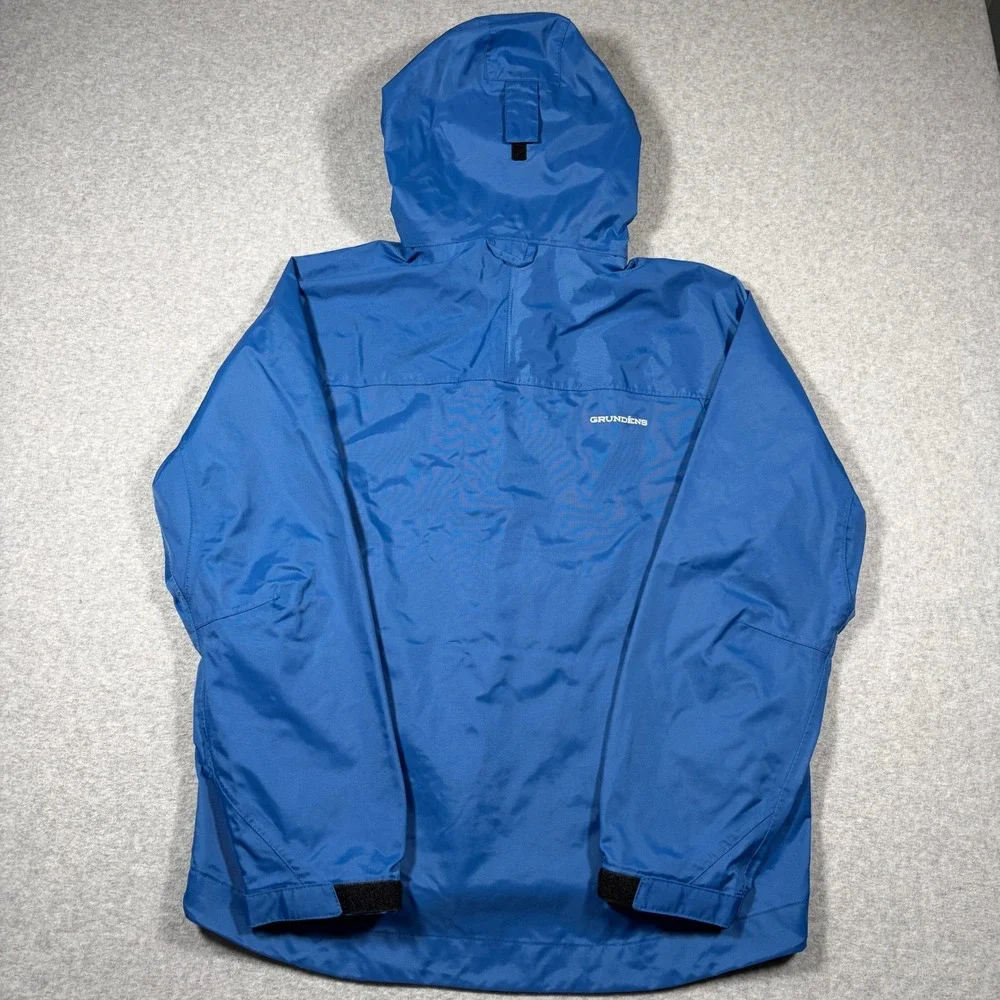 Grundens Weather Watch Jacket Men Medium Blue Hooded Full Zip Waterproof 10361